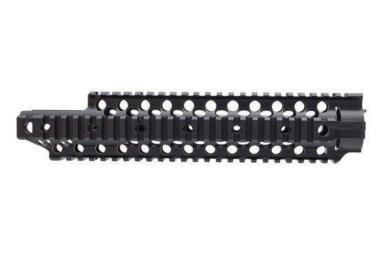 Quad-rail AR-15 handguard, black.